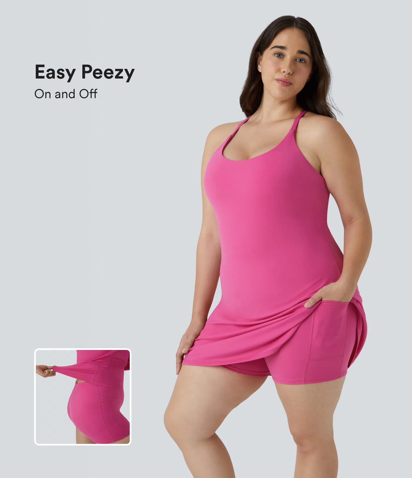Women’s Everyday SoftlyZero™ Plush Backless 2-in-1 Flare Workout Plus Size Dress-Wannabe-Easy... | HALARA
