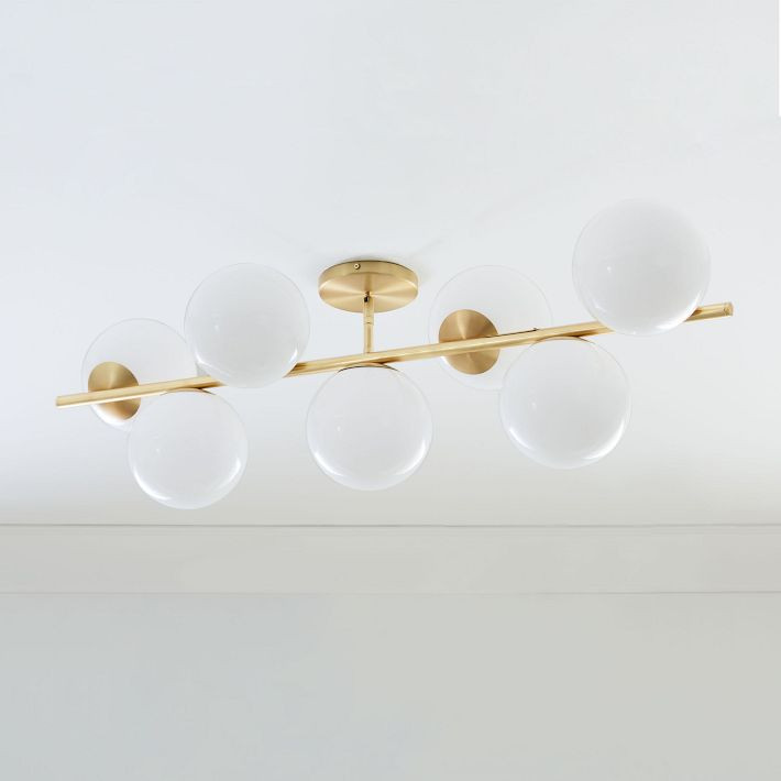 Sphere & Stem 7-Light Semi-Flush Mount - Milk | West Elm (US)