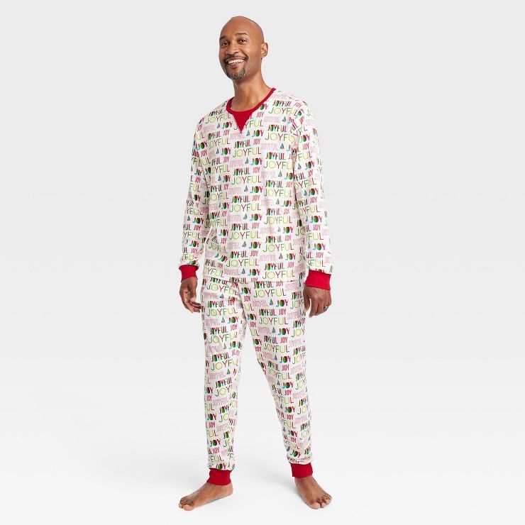 Men's Holiday Joyful Print Matching Family Pajama Set - Wondershop™ Cream | Target