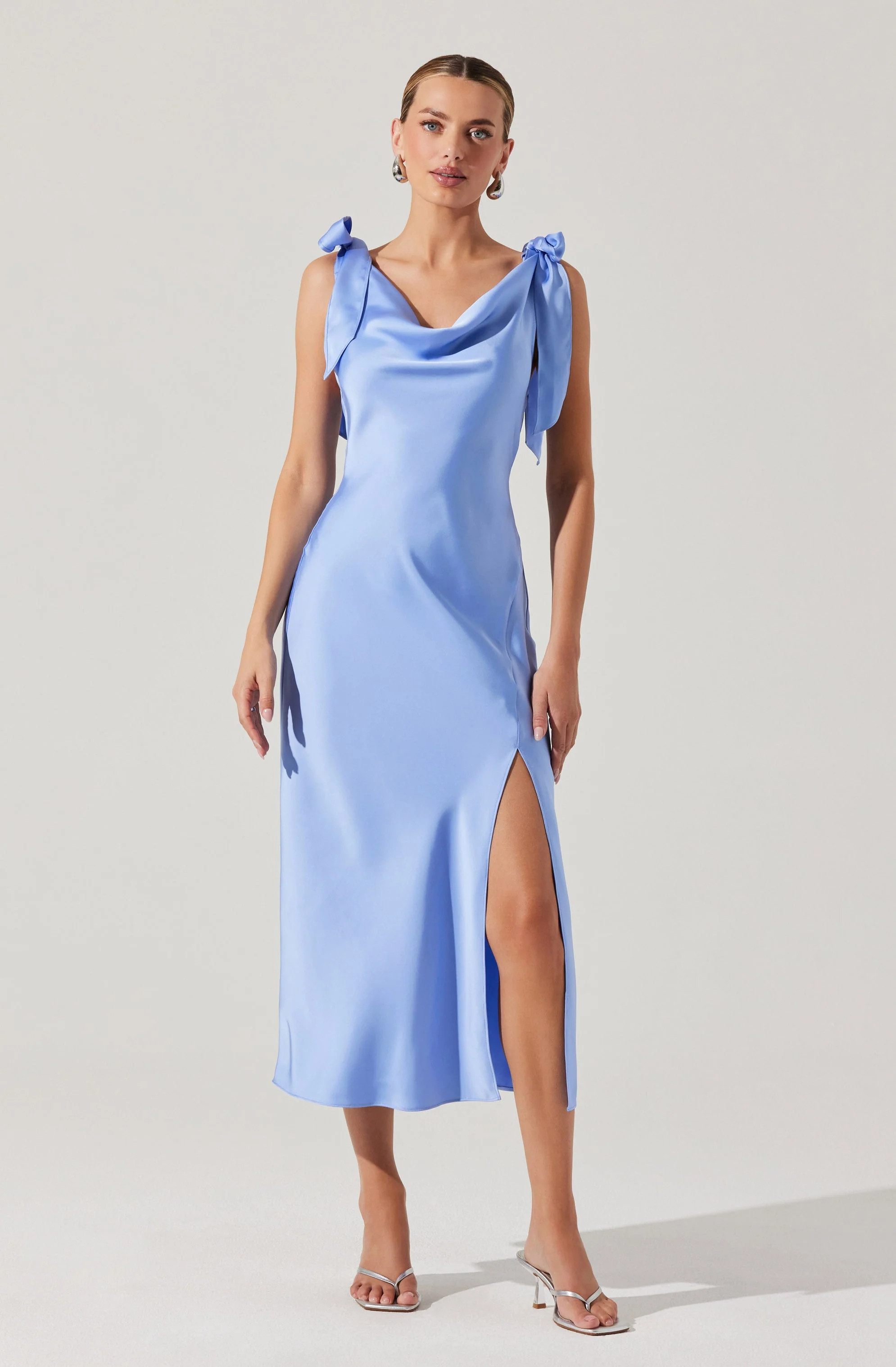 Allexina Satin Midi Dress - Sky blue / XS | ASTR The Label (US)