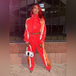 Nike Frog collection Red and Orange Track Pants for Sporty Style | Poshmark