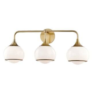 MITZI HUDSON VALLEY LIGHTING Reese 3-Light Aged Brass Wall Sconce H281303-AGB | The Home Depot