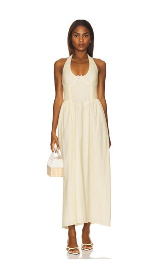 Calianna Midi Dress in Lemon Stripe | Revolve Clothing (Global)