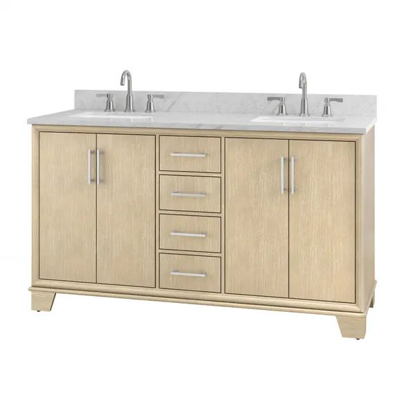 Home Decorators Collection Nanterre 61 in W x 22 in D x 36 in H Double Sink Bath Vanity in Desert... | The Home Depot