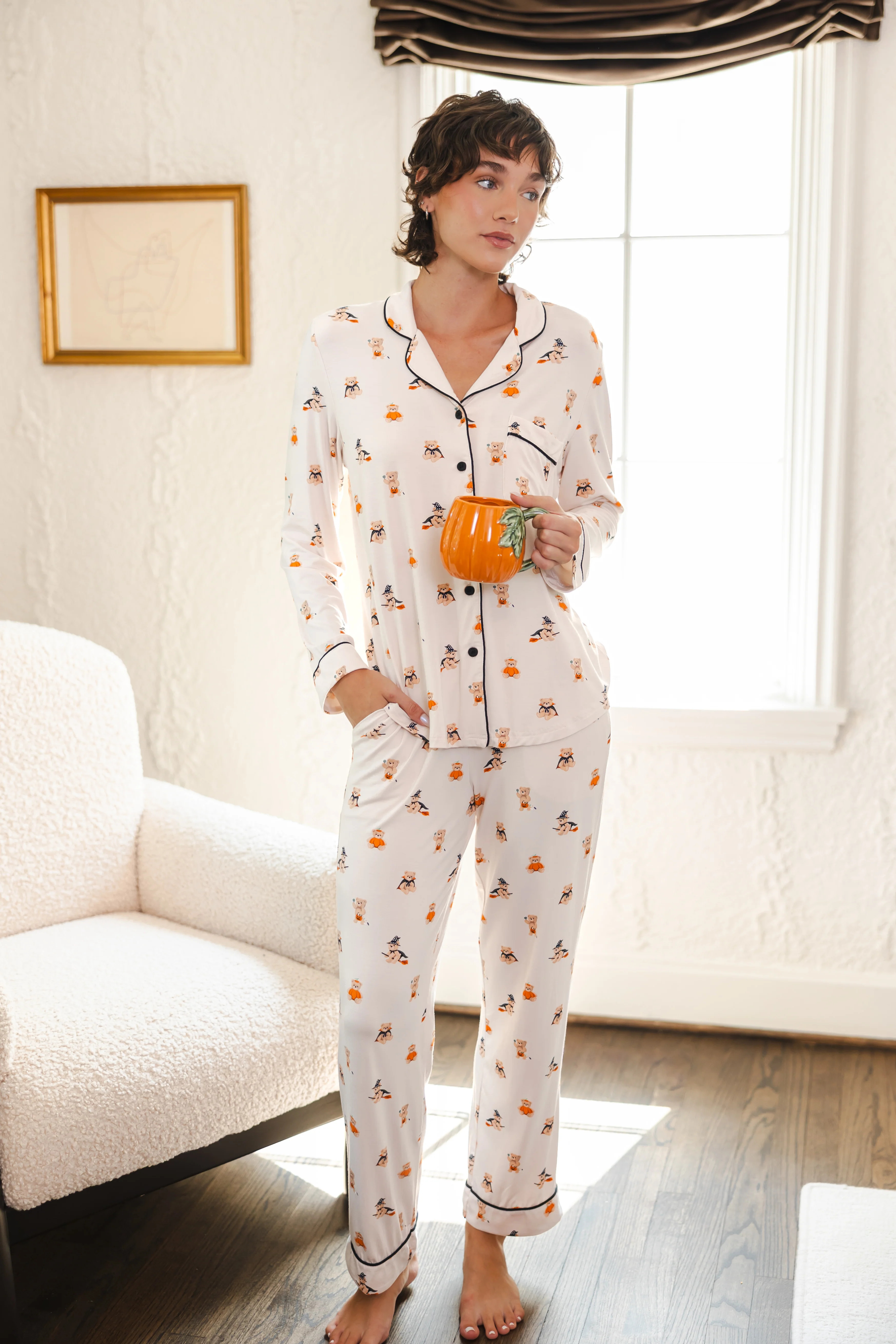 Long-Sleeved Women's Pajama Set in Halloween Teddy | Kyte Baby