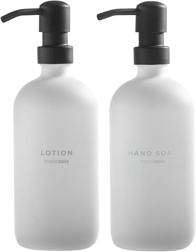 MaisoNovo Glass Soap Dispenser | Vintage Soap Dispenser Bathroom and Kitchen Set w.Dish Soap Hand... | Amazon (US)