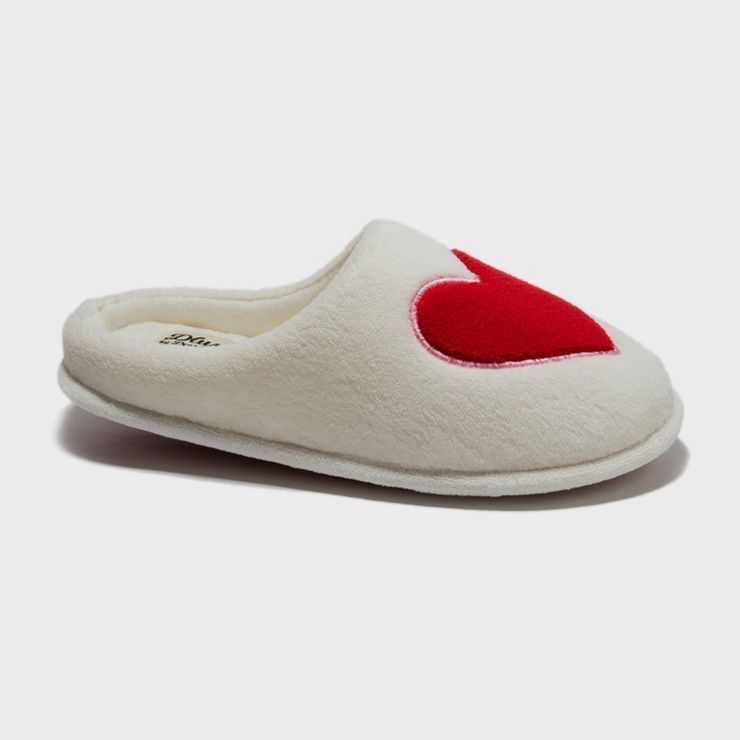 dluxe by dearfoams Women's Valentine's Day Heart Clog Slippers - White | Target
