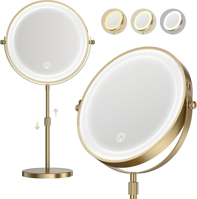 Dienmern Makeup Mirror, 1X/20X Rechargeable Vanity Mirror with Lights | Double-Sided, 5000mAh, 3 ... | Amazon (US)