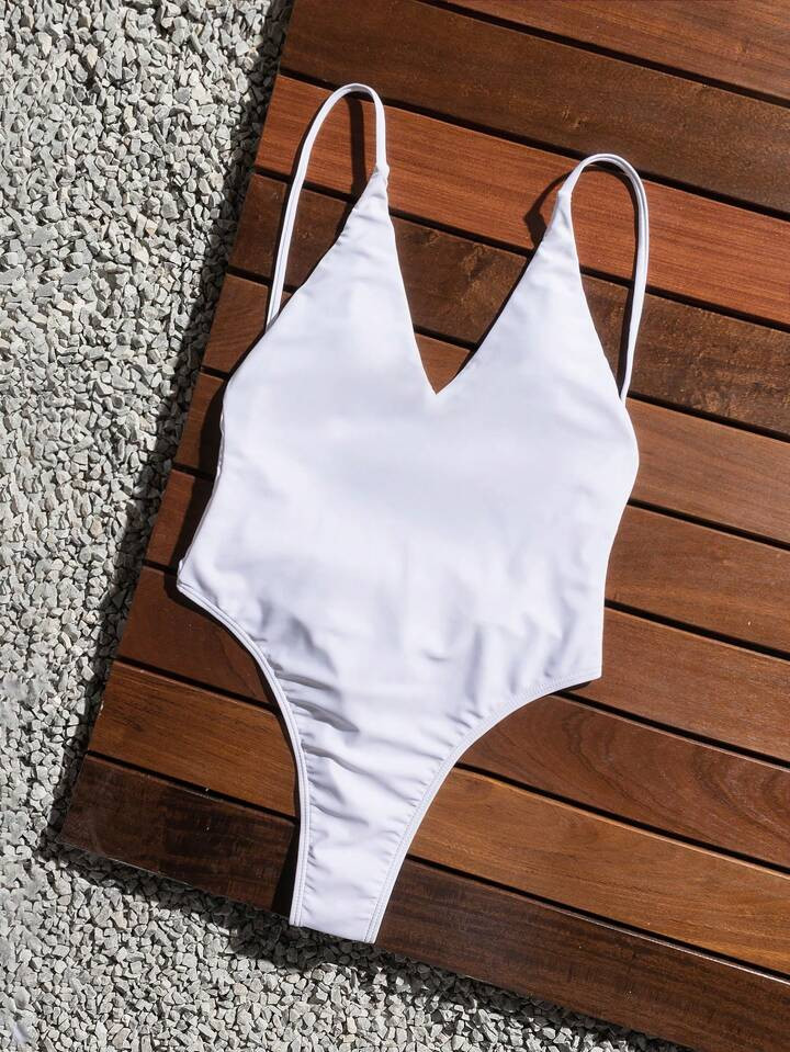 Swim Basics Bañador una pieza unicolor | SHEIN