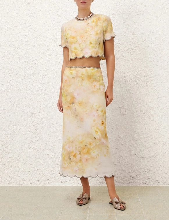 Crush Scalloped Midi Skirt | ZIMMERMANN (US, CA, EU, MENA)