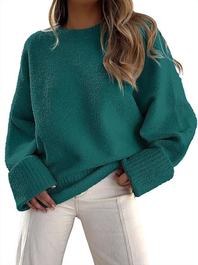 ANRABESS Women's Oversized Sweaters 2025 Long Sleeve Fuzzy Knit Casual Chunky Pullover Sweater Fa... | Amazon (US)