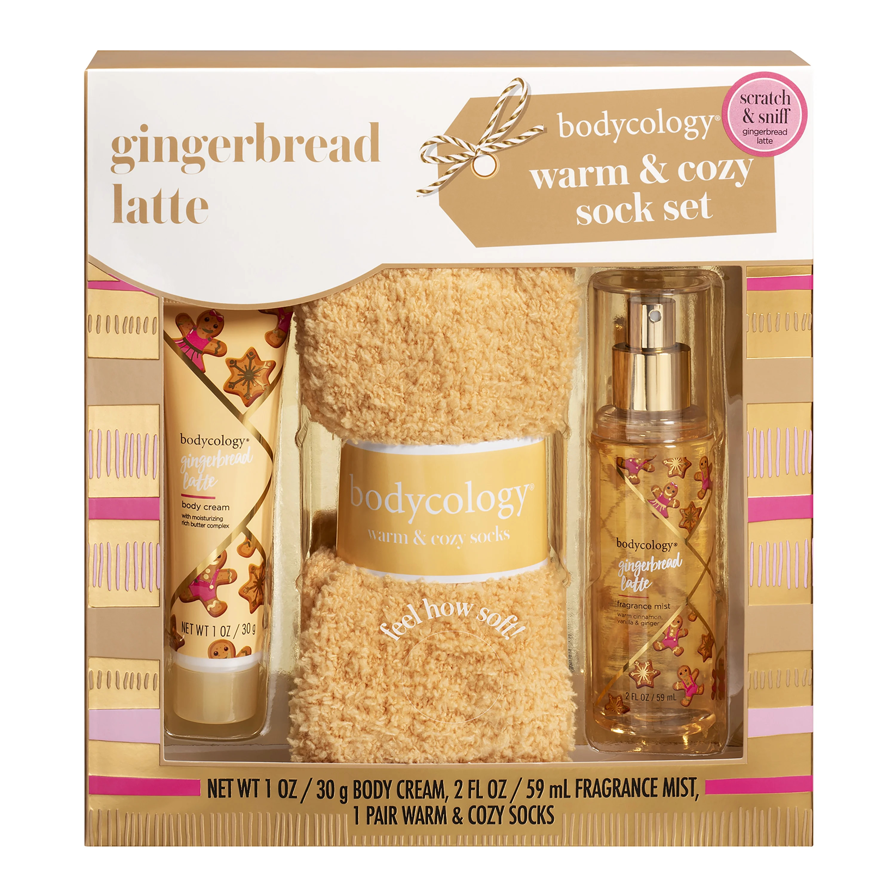 Bodycology Gingerbread Latte Warm and Cozy Sock Set, 3 Pieces | Walmart (US)