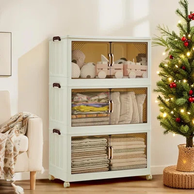 Stackable Storage Bins with Lids, Foldable Storage Drawers with Magnetic Doors & Wheels, Large Organizer Bins for Closet, Home, Office, Garage | Wayfair North America