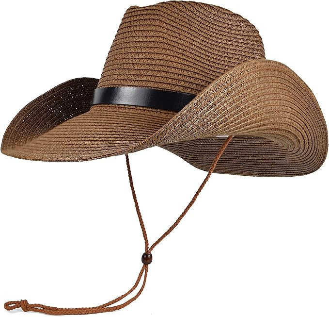 EINSKEY Unisex Straw Cowboy Hat Cowgirl Hat, Shapeable Floppy Sun Hat Wide Birm Fedora Panama Hat... | Amazon (US)