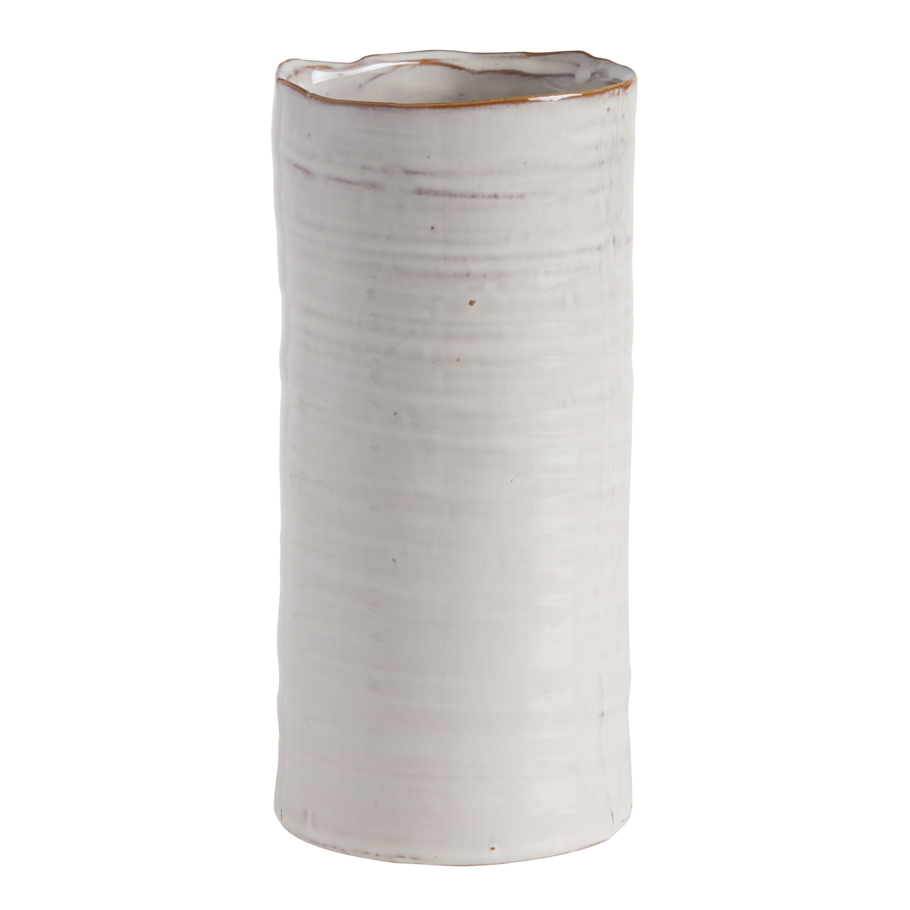 Tall Ivory Ceramic Reactive Glaze Vase | World Market