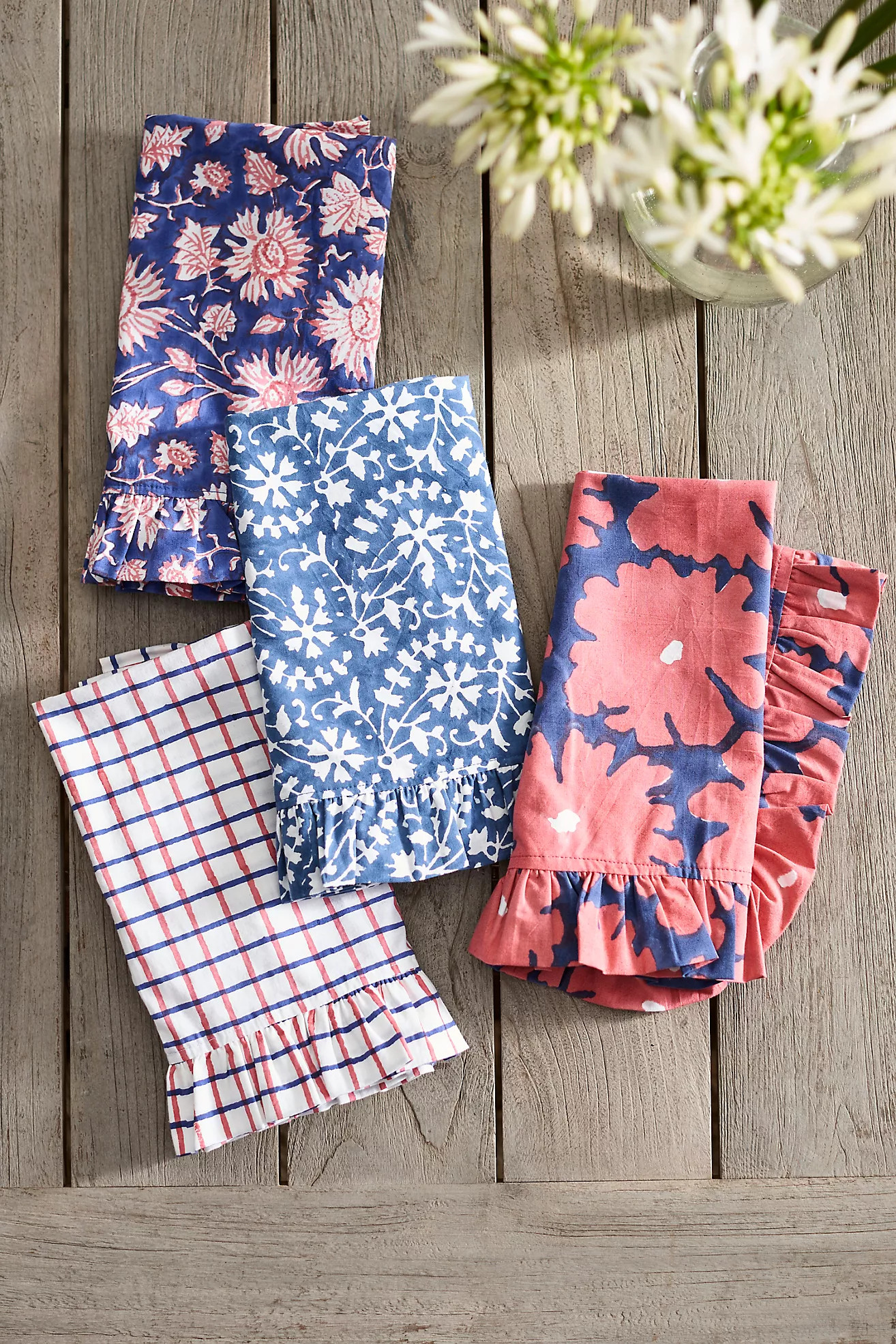 Americana Ruffle Cotton Napkins, Set of 4 | Anthropologie (US)