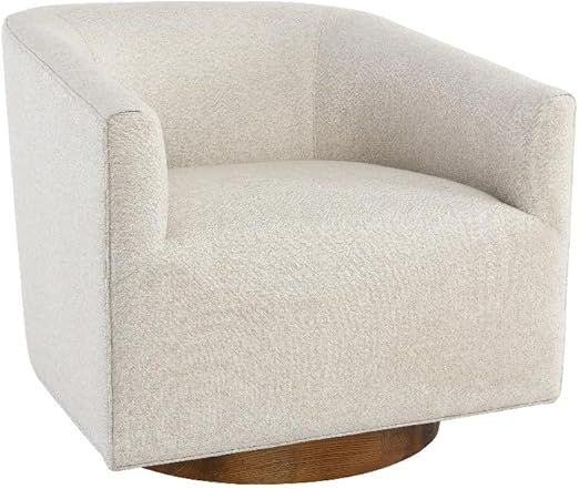 Kosas Home Leonard Polyester Fabric Swivel Accent Chair in Beige/Walnut | Amazon (US)