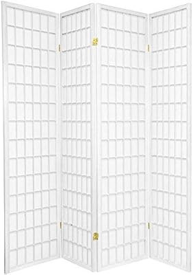 Oriental Furniture 6 ft. Tall Window Pane Shoji Screen - White - 4 Panels | Amazon (US)