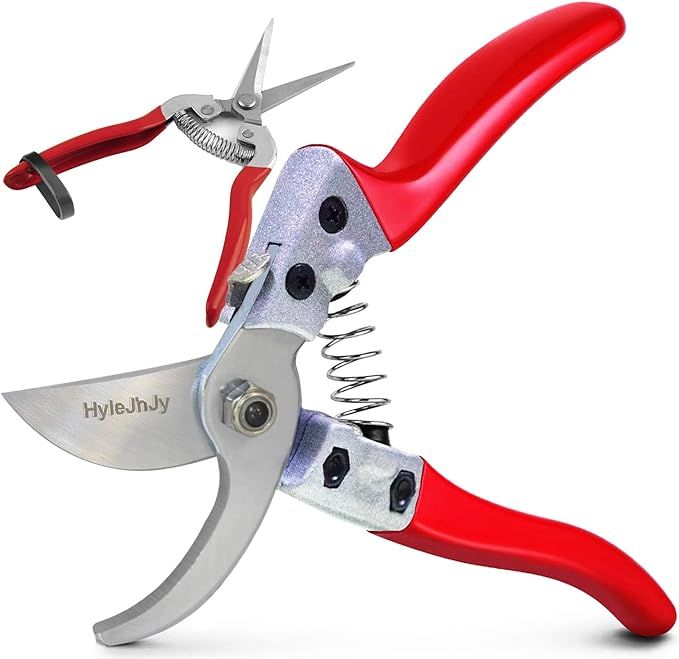 HyleJhJy 8" Bypass Steel Pruning Shears with Stainless SK5 Steel Blades+Straight Tip Gardening Sh... | Amazon (US)