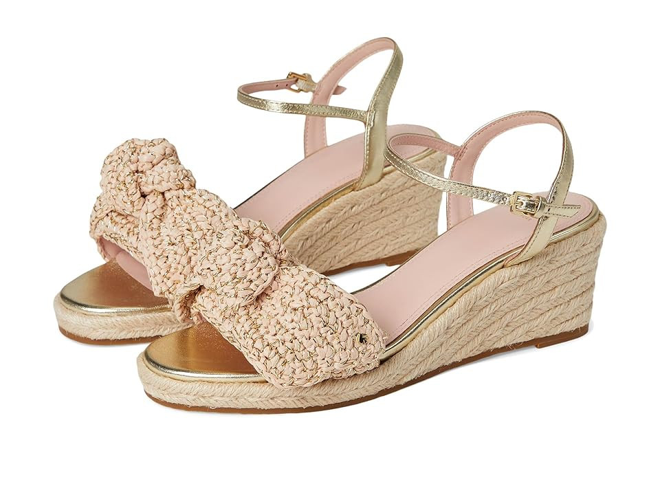Kate Spade New York Leandra Raffia Espadrille Wedge Sandal Women's Wedge Shoes Natural/Pale Gold : 8 M, Textile | Zappos