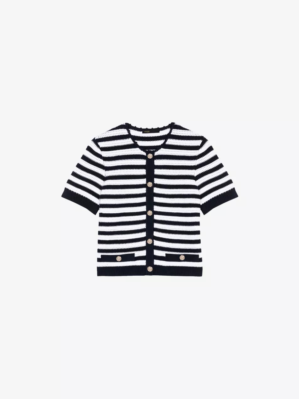 Round-Neck Striped Cropped Crochet Cardigan | Selfridges