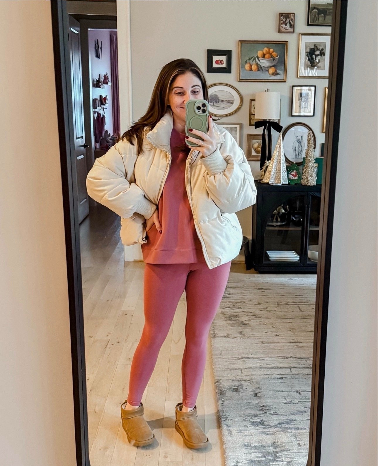 Just feeling like a snow bum ! These leggings are a tad thicker than most so they were great for the winter temperatures! And this Amazon puffer has been my favorite for the past couple years! Amazing quality and actually keeps me really warm! 
Top L / Leggings M / Puffer XL (needed a L) / short sherpa slides tts 

#LTKootd #LTKgrwm #LTKActive