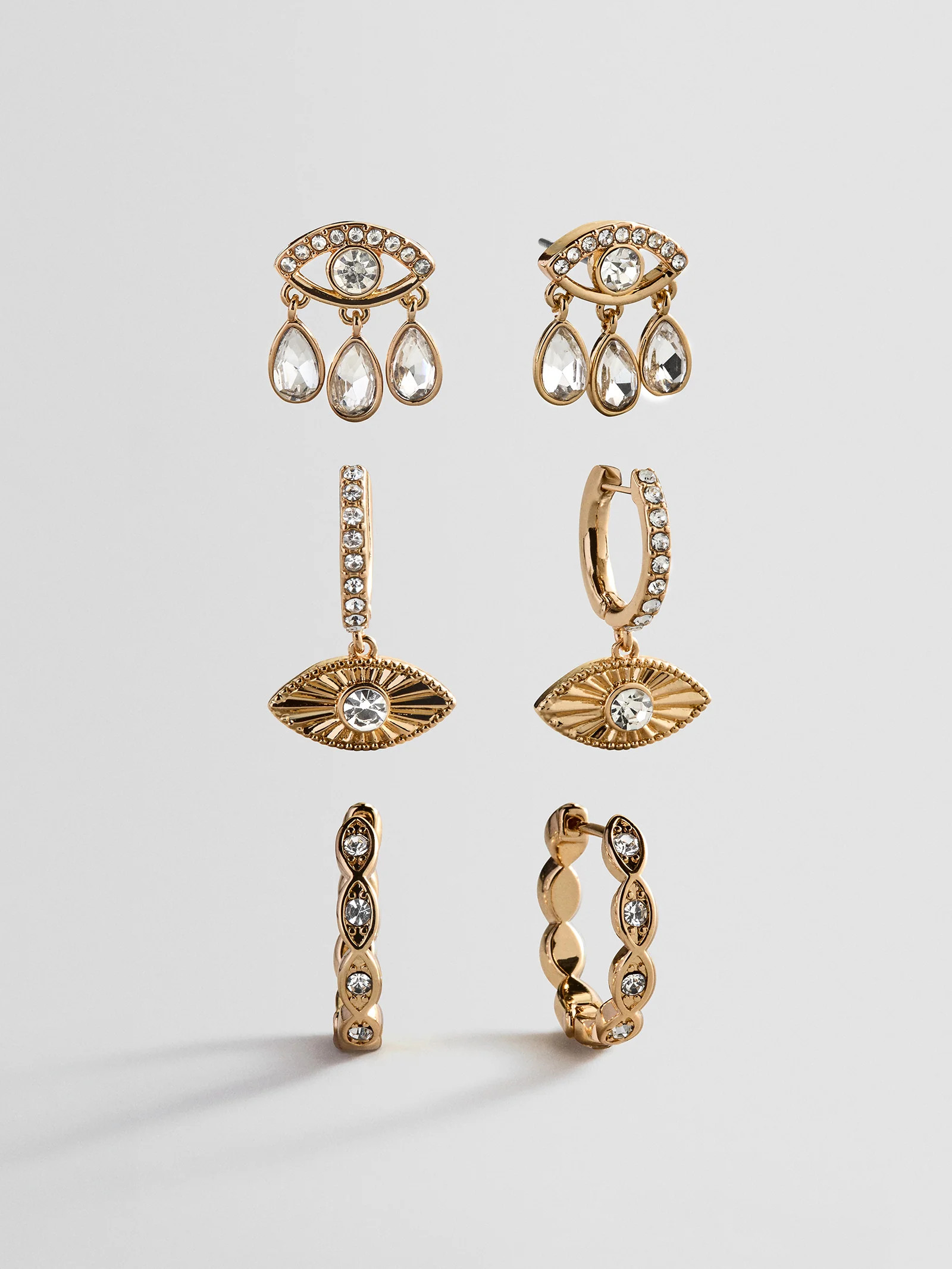 Good Intentions Evil Eye Earring Set - Gold/Pavé | BaubleBar