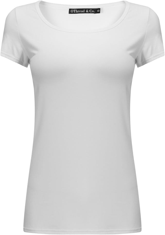 OThread & Co. Women's Short Sleeve T-Shirt Scoop Neck Basic Layer Spandex Shirts | Amazon (US)