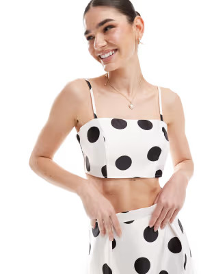 ASOS DESIGN formal crop cami top in spot print - part of a set | ASOS (Global)