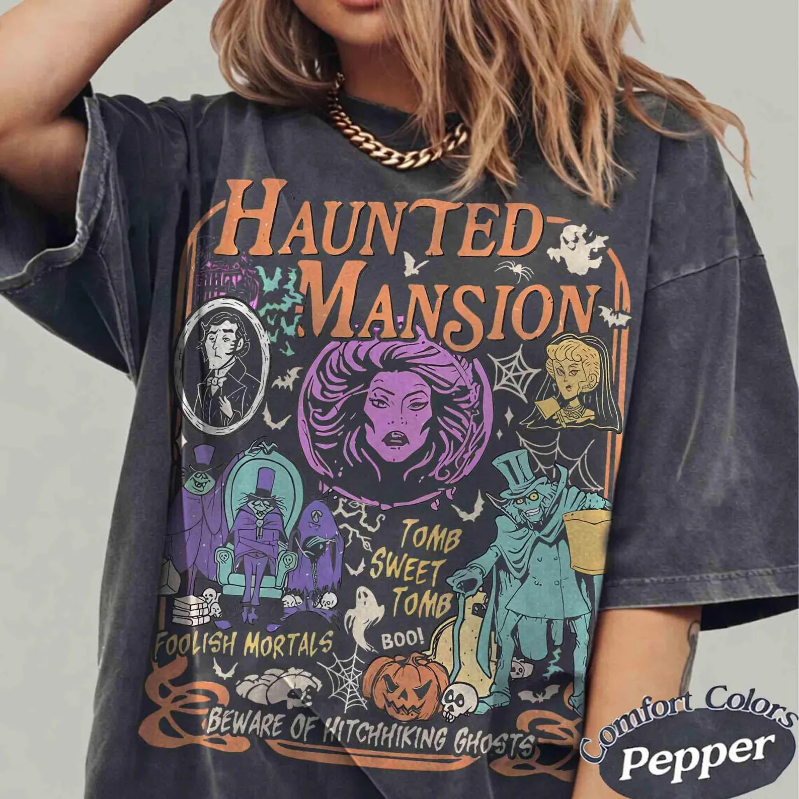 Comfort Colors® Retro The Haunted Mansion Shirt, Madam Leota Hitchhiking Ghosts Tee, Disney Spoo... | Etsy (Global)