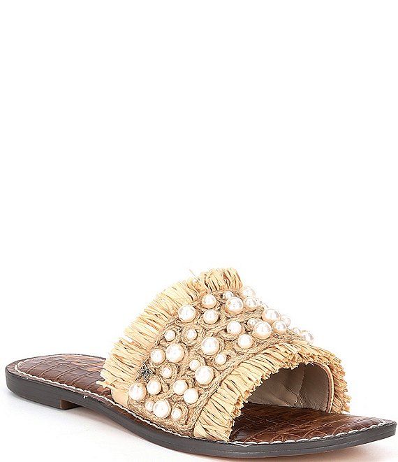 Guthrie Raffia Pearl Slip-On Sandals | Dillard's