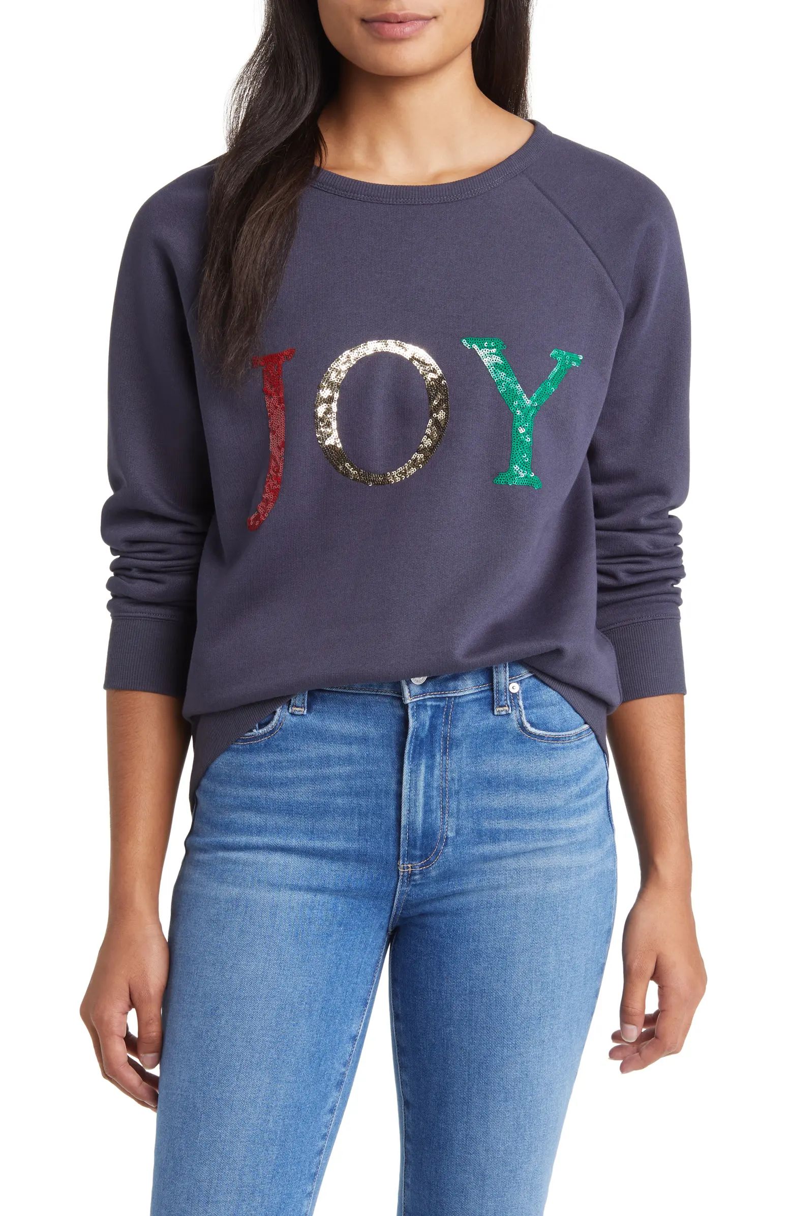 Caslon® Joy Sequin Graphic Sweatshirt | Nordstrom | Nordstrom