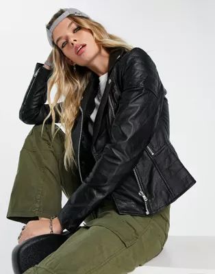 Barney's Originals Clara real leather jacket | ASOS (Global)