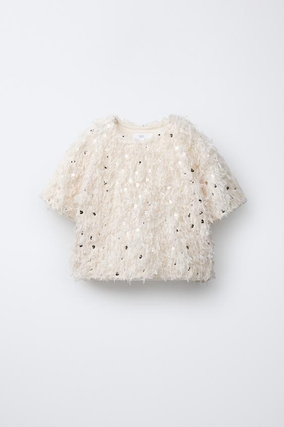 FEATHER SEQUIN TOP | Zara US