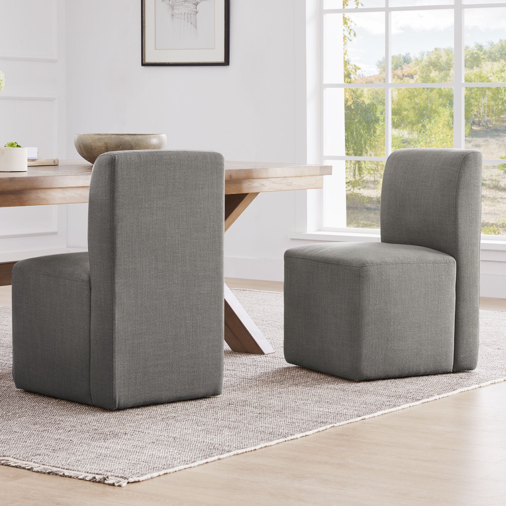 CHITA Upholstered Dining Chairs with Casters Set of 2,Modern Armless Accent Chair with Wheels for... | Walmart (US)