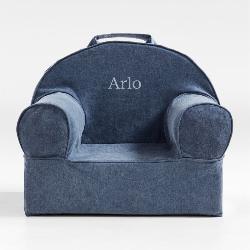 Small Deep Indigo Organic Cotton Kids Lounge Nod Chair + Reviews | Crate & Kids | Crate & Barrel