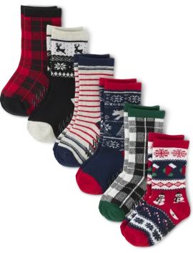 Toddler Boys Christmas Plaid Crew Socks 6-Pack | The Children's Place  - MULTI CLR | The Children's Place