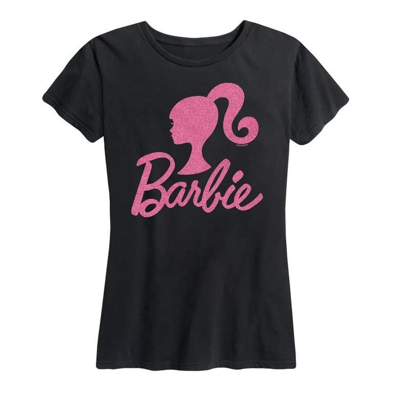 Barbie -  Logo Pink Glitter Transfer - Women's Short Sleeve Graphic T-Shirt | Walmart (US)