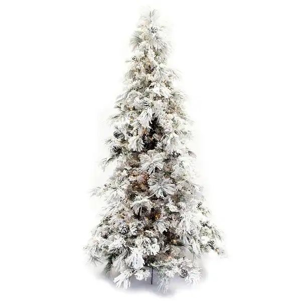 7.5' Flocked Pine Long Needle Prelit Christmas Tree | Bed Bath & Beyond