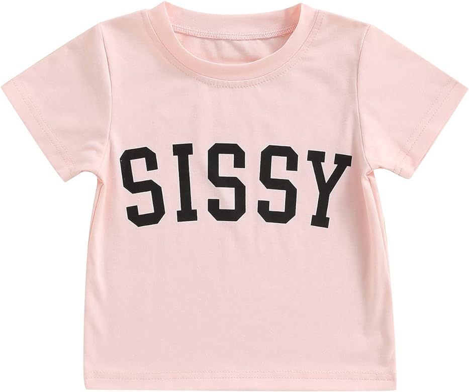 Baby Girl Boy Short Sleeve Letter Tops Shirt Toddler Infant Bubba Bro Sis Printed Crewneck T-Shirt T | Amazon (US)