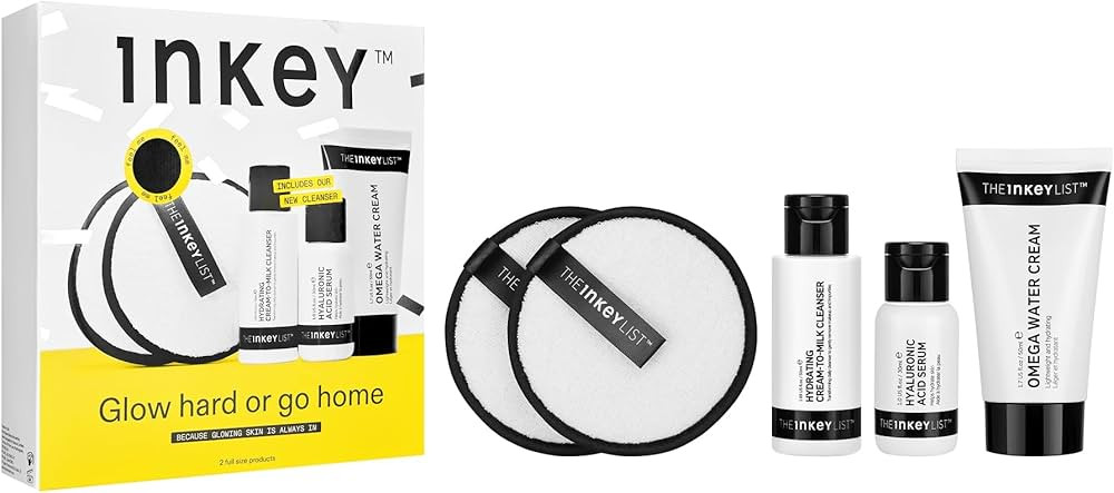 The INKEY List Glow Hard or Go Home Gift Set, Includes 2 Cleansing Pads, Hydrating Cream-to-Milk ... | Amazon (US)