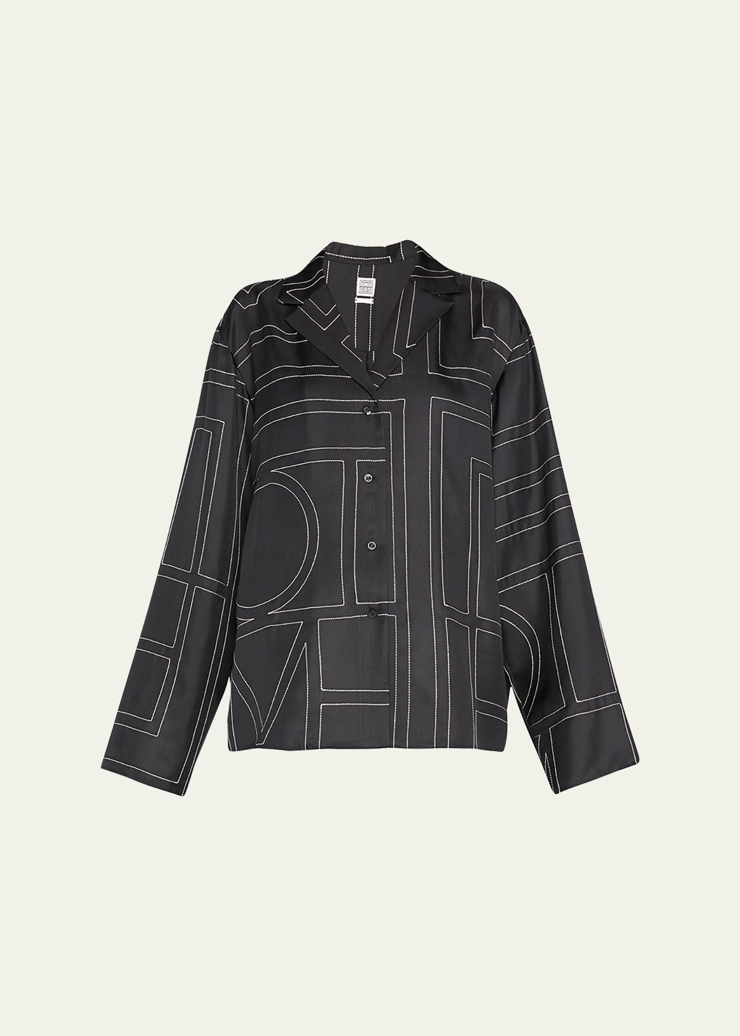 Toteme Monogram-Embroidered Silk Pajama Top | Bergdorf Goodman