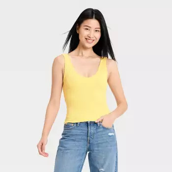 Women's Slub Knit Tank Top - Universal Thread\u2122 Light Yellow M | Target
