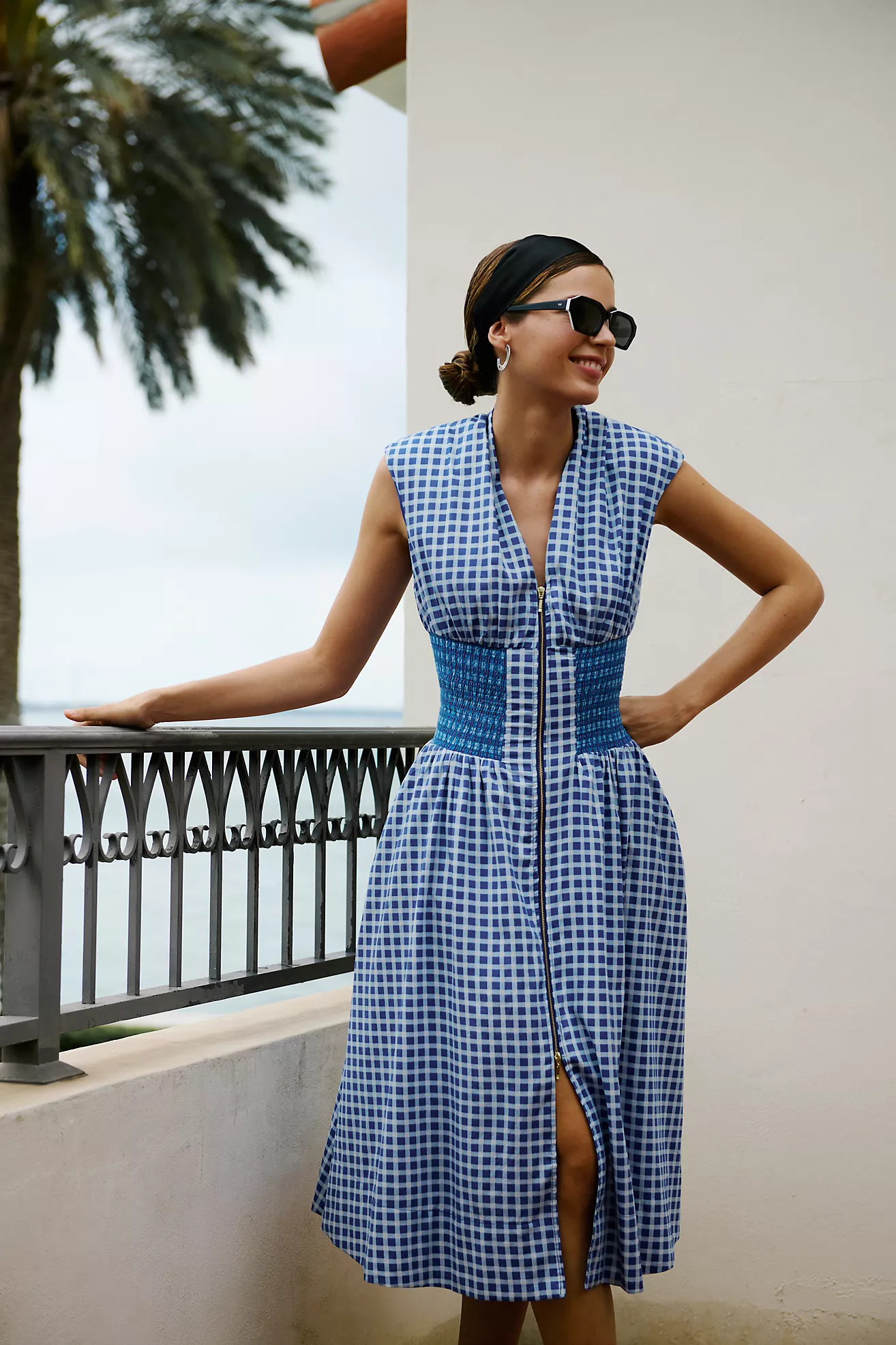 The Tommie Cap-Sleeve Smocked Front-Zip Shirt Dress | Anthropologie (US)