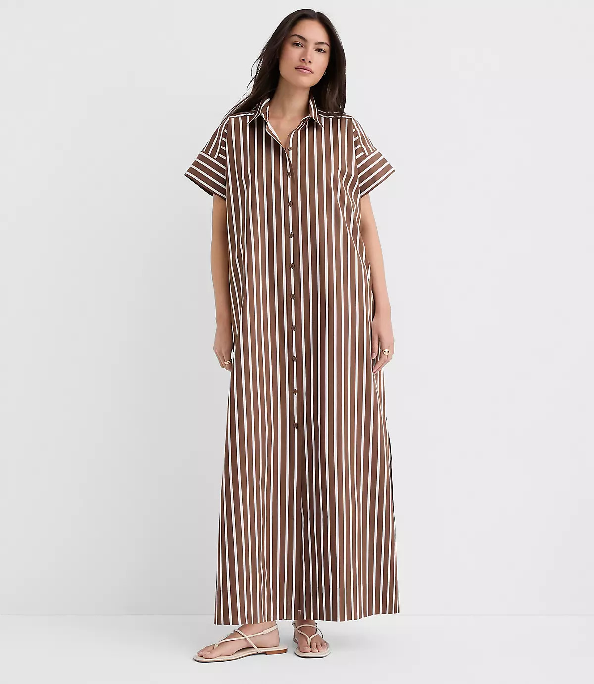Tall Striped Poplin Maxi Pocket Shirtdress | LOFT