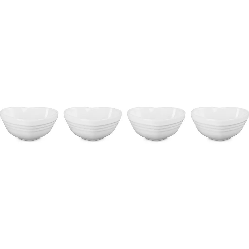 Le Creuset Set of 4 Stoneware Mini Heart Pinch Bowls in White at Nordstrom | Nordstrom