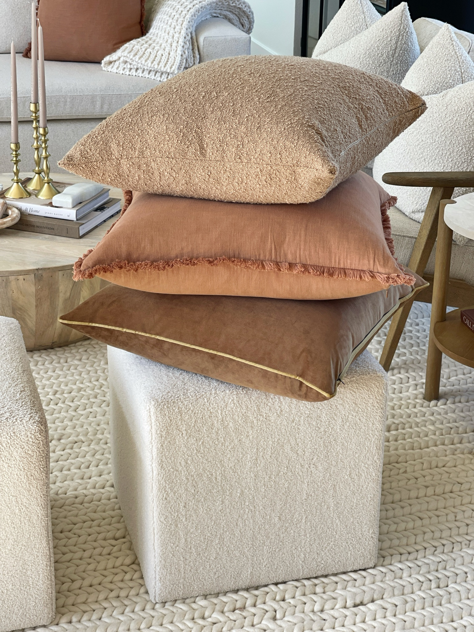 FALL \ affordable pillow cover favorites from Amazon!🤎🤎🤎 Velvet, linen and boucle options! I style them on my living room sectional, bedroom accent chair and bed! The insert is also from Amazon - size up for more volume!

#LTKSeasonal #LTKHome #LTKFindsUnder50