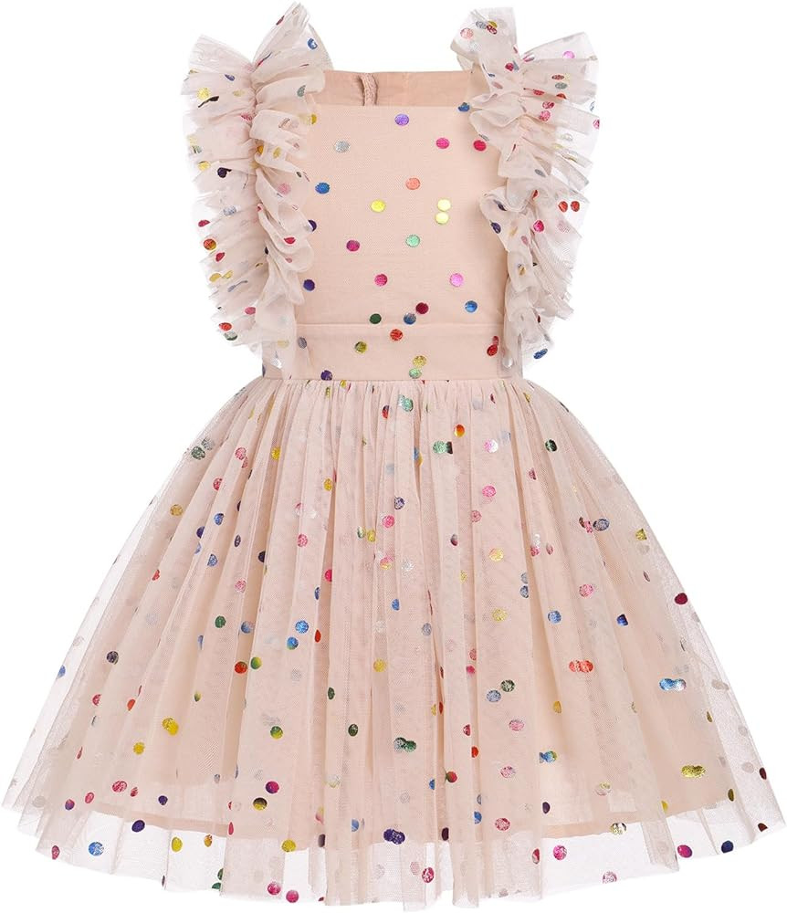 Kids Girls Confetti Birthday Princess Dress Ruffle Sleeve Boho Cake Smash Photo Shoot Outfit 3-10... | Amazon (US)