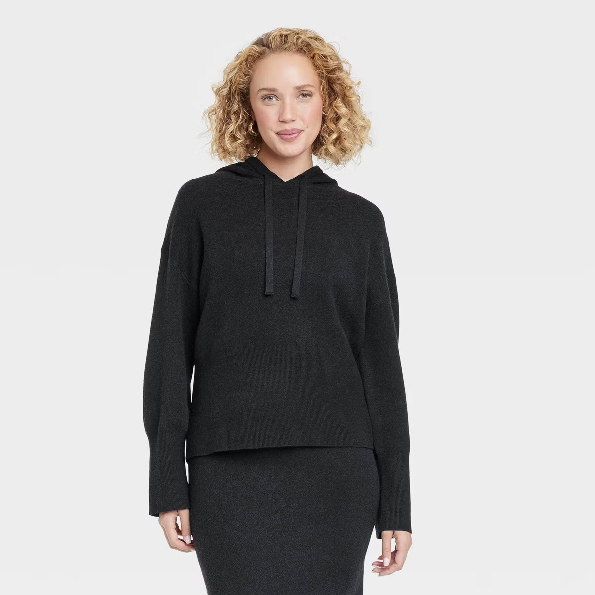 Women's Cozy Knit Hoodie Sweatshirt - A New Day™ Navy M | Target