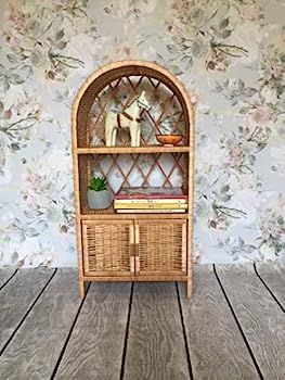 CACKOO Handmade Wicker Bookshelf 2-Shelf Bookcase with Extra Cabinet for Nursery Kids Room Play Room | Amazon (US)